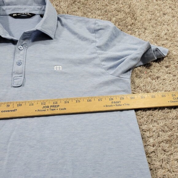 Travis Mathew Polo Shirt Mens Mediun Blue Short Sleeve Golf Logo - Picture 4 of 7